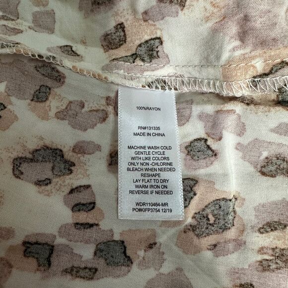 Lola Grace Pink Orange Leopard Print Button Down Smocked Flutter Sleeve Dress - Picture 9 of 10